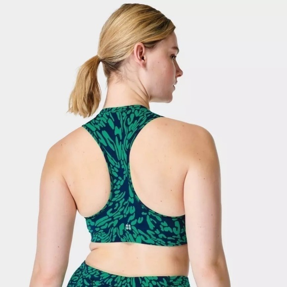 Sweaty Betty Power Contour Zip Bra Green Butterfly Print - Picture 3 of 7